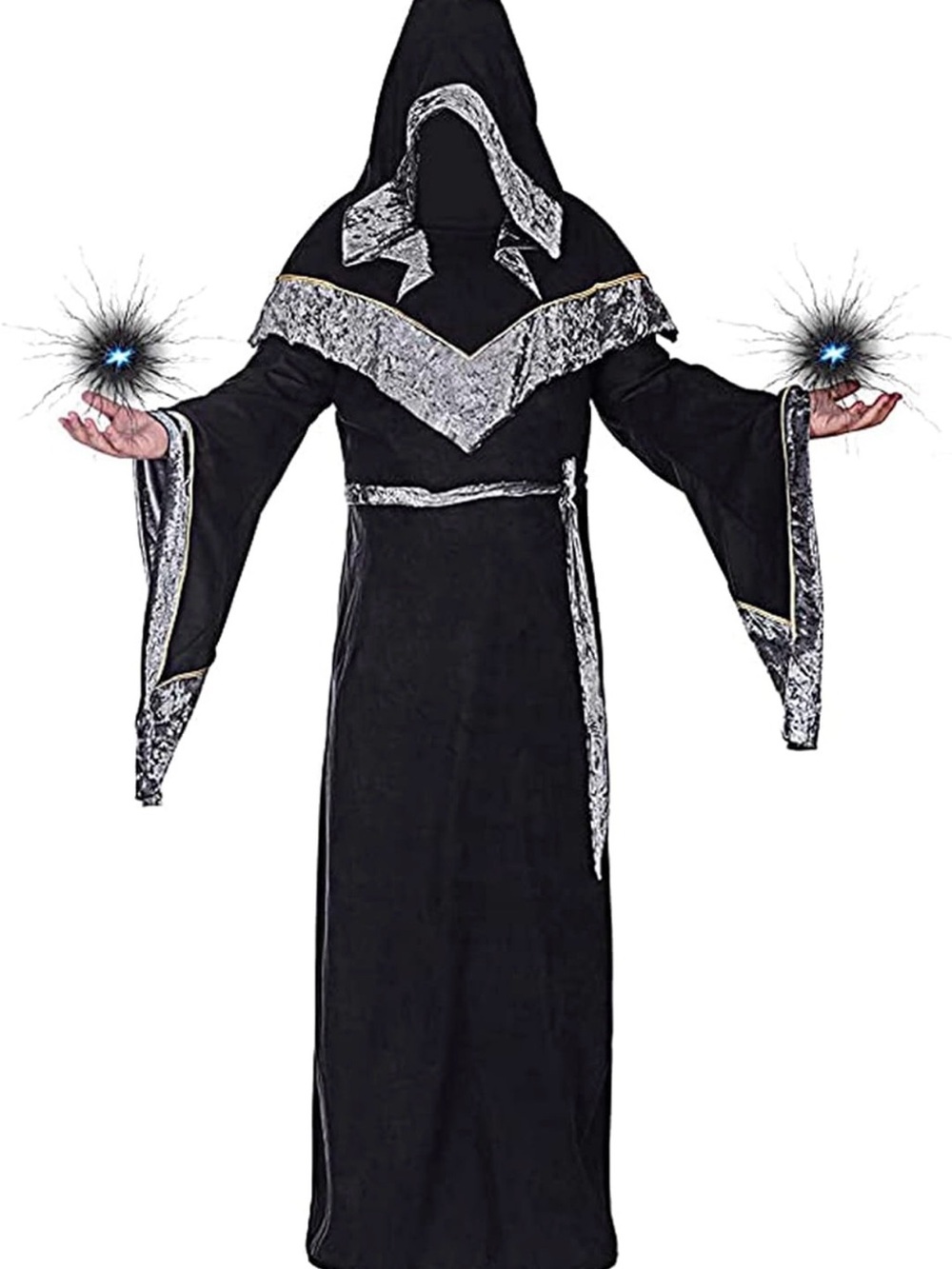 Black Wizard Costume with Silver Trim - Brand Unknown ADULT MEN COSTUME MEDIUM - Picture 4 of 6
